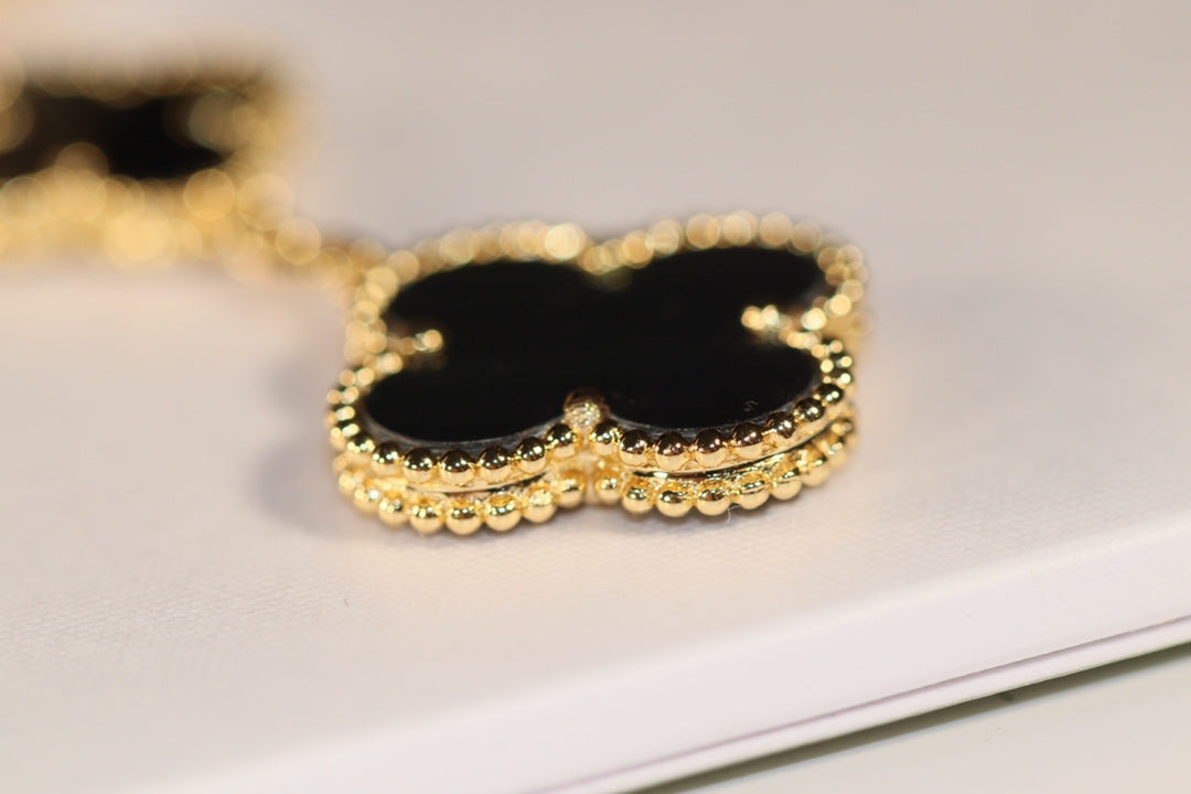 ¡®Lume Jewelry¡¯CLOVER EARRINGS GOLD ONYX MOP 3 MOTIF
