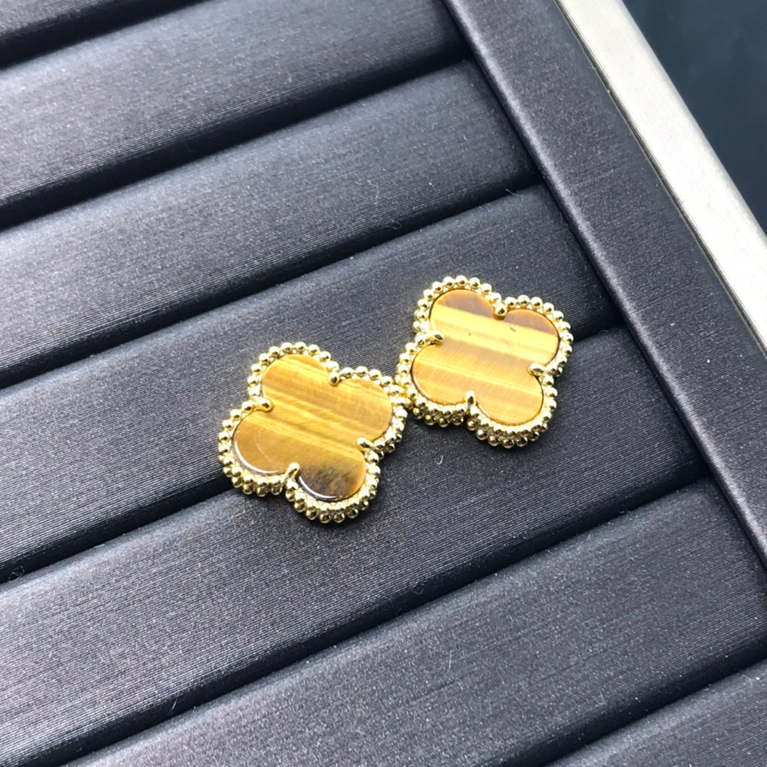 ¡®Lume Jewelry¡¯CLOVER MEDIUM 1 MOTIFS TIGER EYE EARRINGS