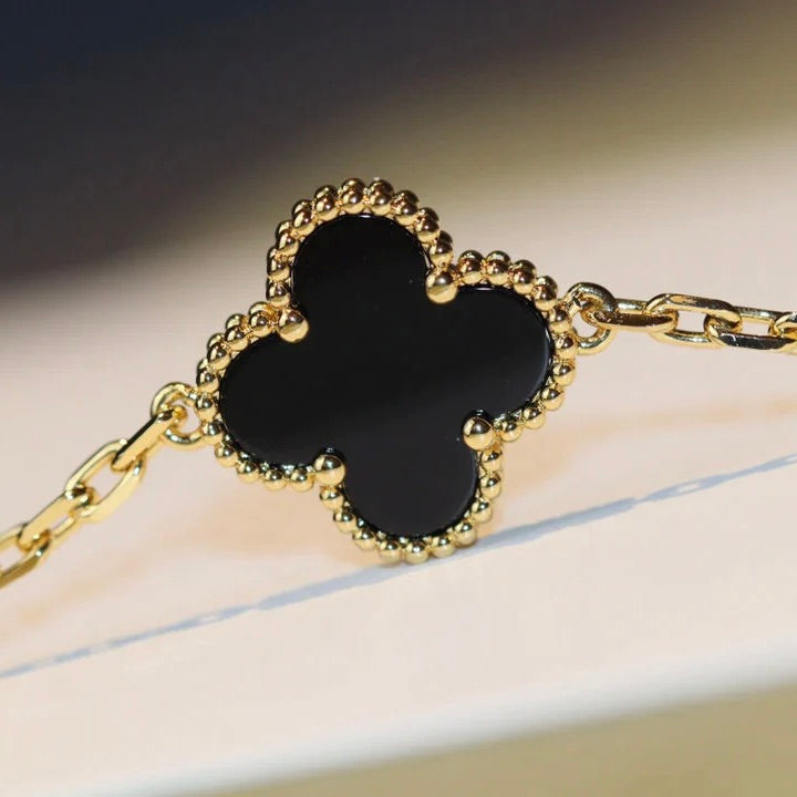 ¡®Lume Jewelry¡¯CLOVER 20 MOTIFS ONYX NECKLACE
