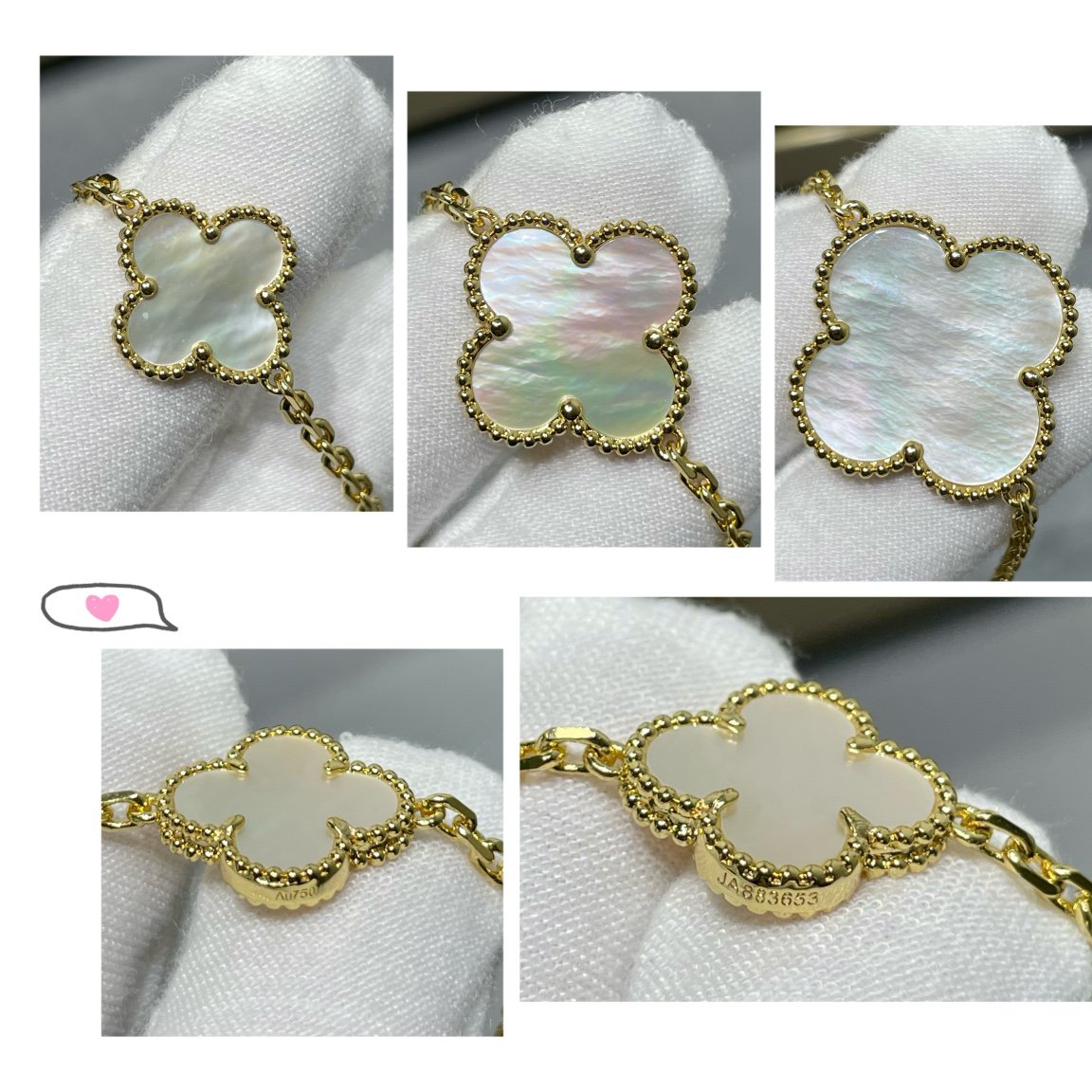 ¡®Lume Jewelry¡¯CLOVER 16 MOTIF WHITE MOP GOLD NECKLACE