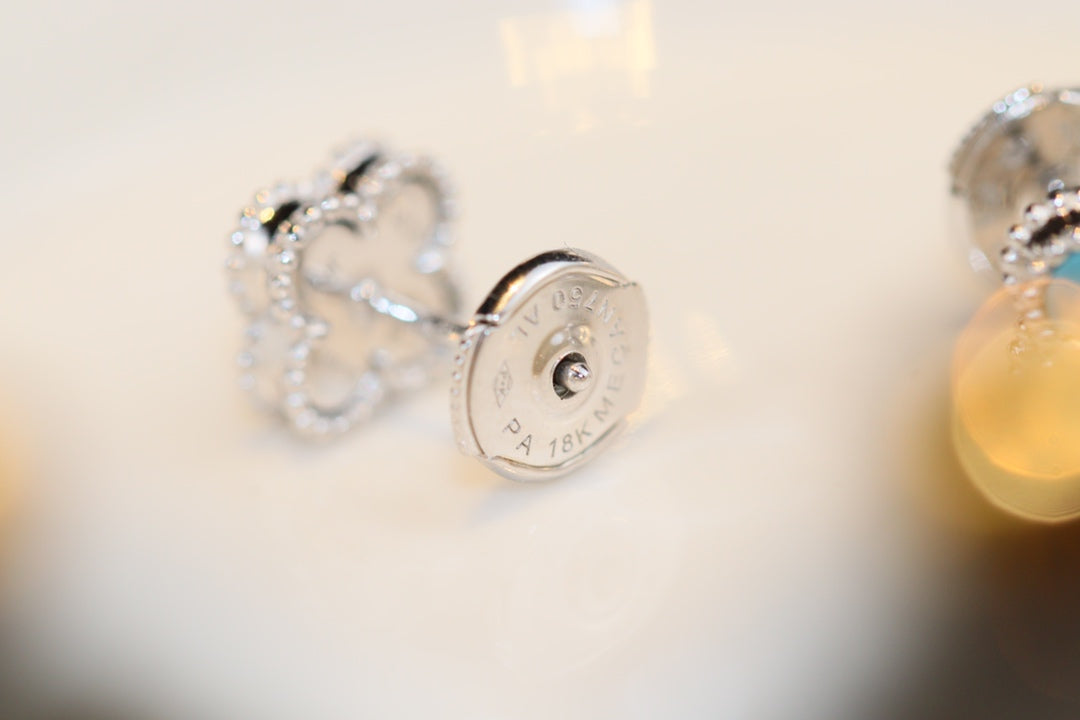 ¡®Lume Jewelry¡¯CLOVER MINI TURQUOISE SILVER STUD EARRINGS