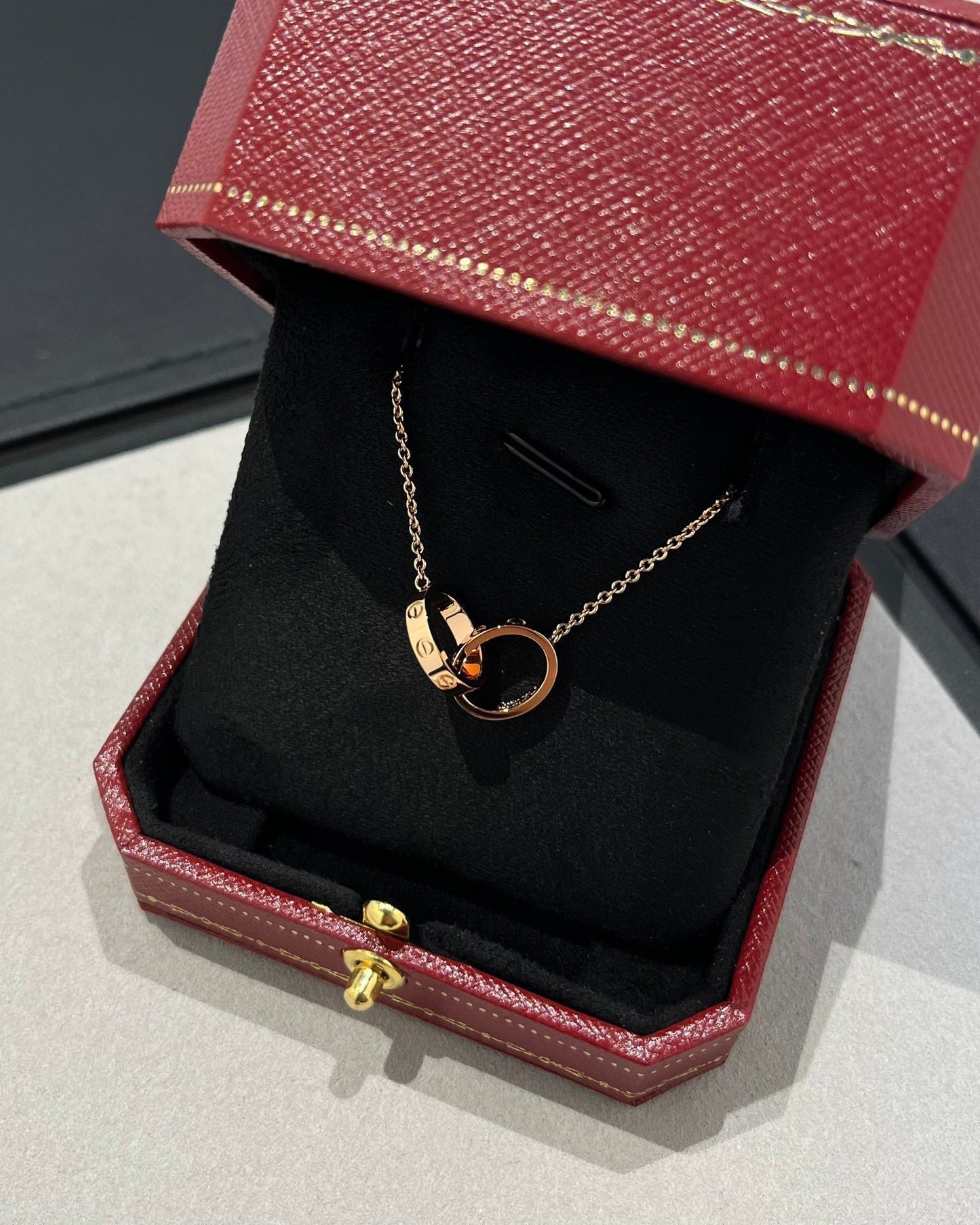 ¡®Lume Jewelry¡¯LOVE NECKLACE DOUBLE RING PINK GOLD