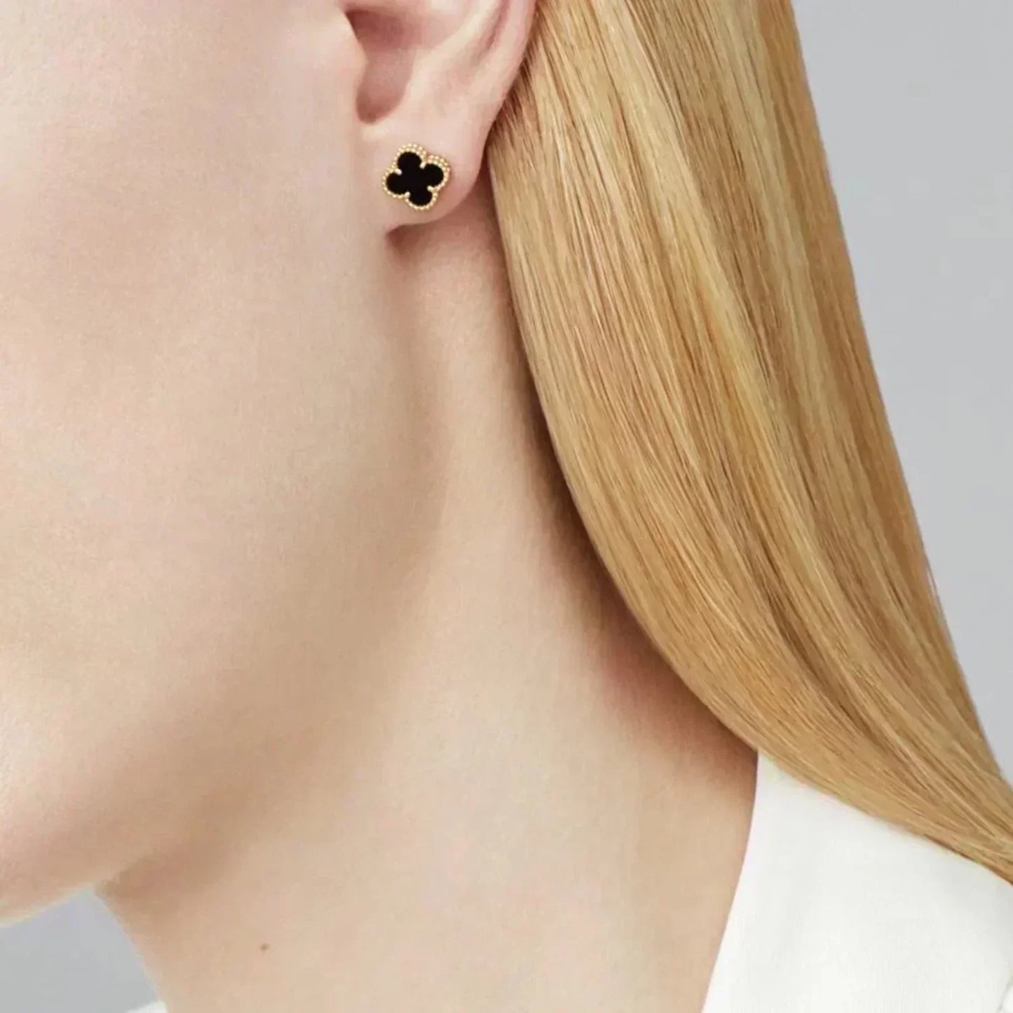 ¡®Lume Jewelry¡¯CLOVER MINI 9.5MM BLACK MOP EARRINGS