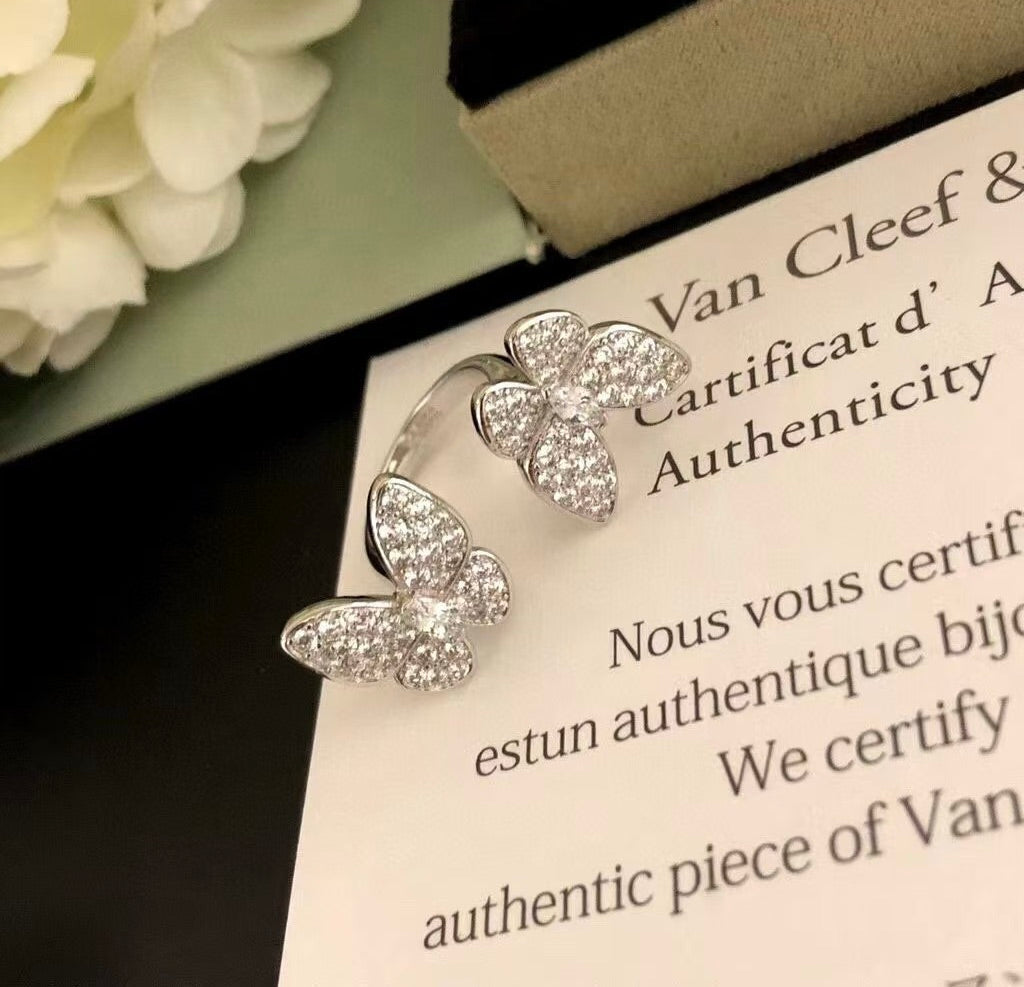 ¡®Lume Jewelry¡¯TWIN SILVER BUTTERFLY DIAMOND RING