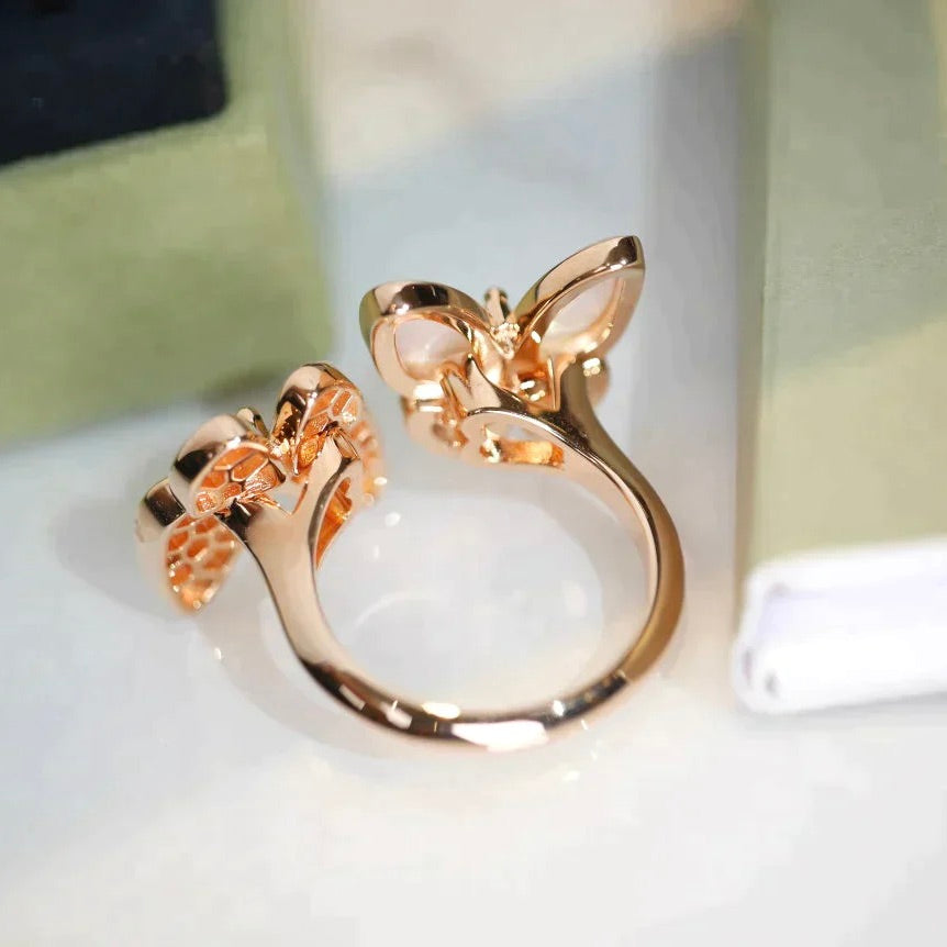 ¡®Lume Jewelry¡¯TWIN BUTTERFLY DIAMOND MOP RING