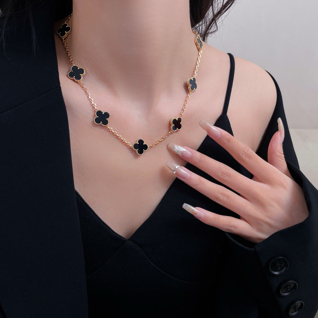 ¡®Lume Jewelry¡¯CLOVER 10 MOTIFS ONYX NECKLACE