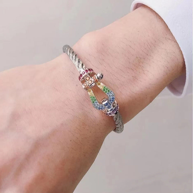 ¡®Lume Jewelry¡¯FORC LARGE HORSESHOE COLORED DIAMOND BRACELET SILVER