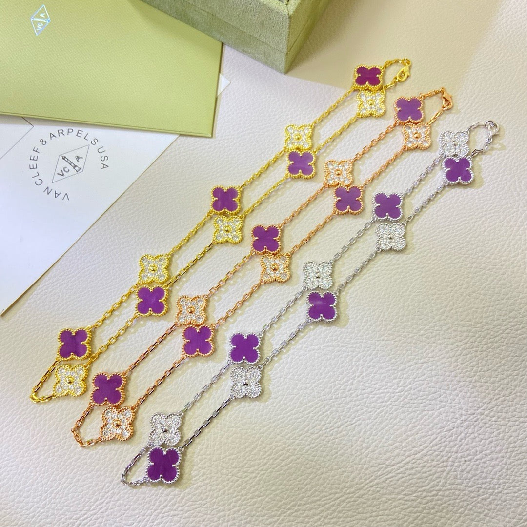 ¡®Lume Jewelry¡¯CLOVER 10 MOTIFS PURPLE VIOLET DIAMOND NECKLACE