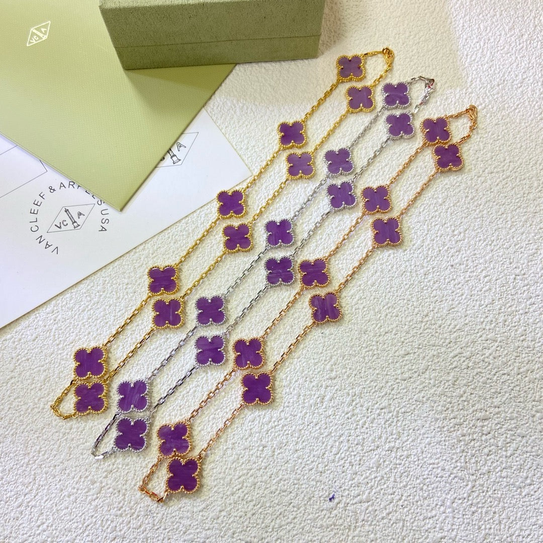 ¡®Lume Jewelry¡¯CLOVER 10 MOTIFS PURPLE VIOLET NECKLACE