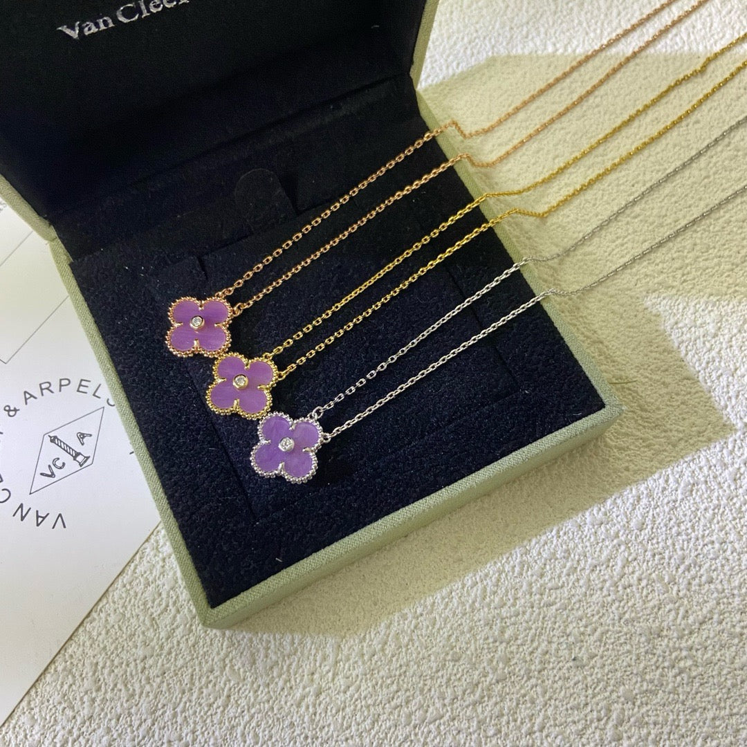 ¡®Lume Jewelry¡¯CLOVER 15MM DIAMOND PURPLE VIOLET NECKLACE