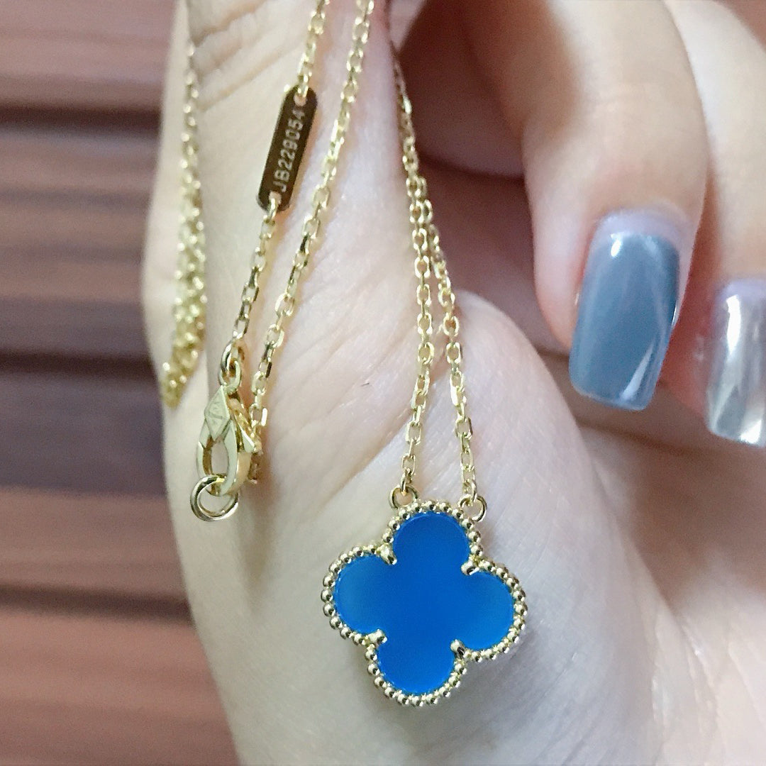 ¡®Lume Jewelry¡¯CLOVER 15MM BLUE AGATE NECKLACE