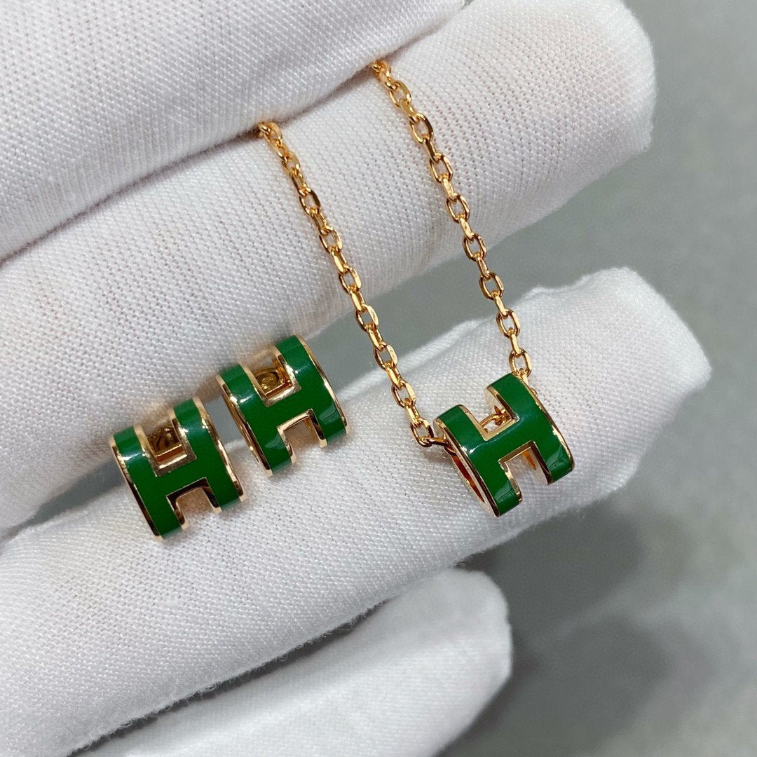 ¡®Lume Jewelry¡¯POP H GREEN NECKLACE SILVER AND GOLD
