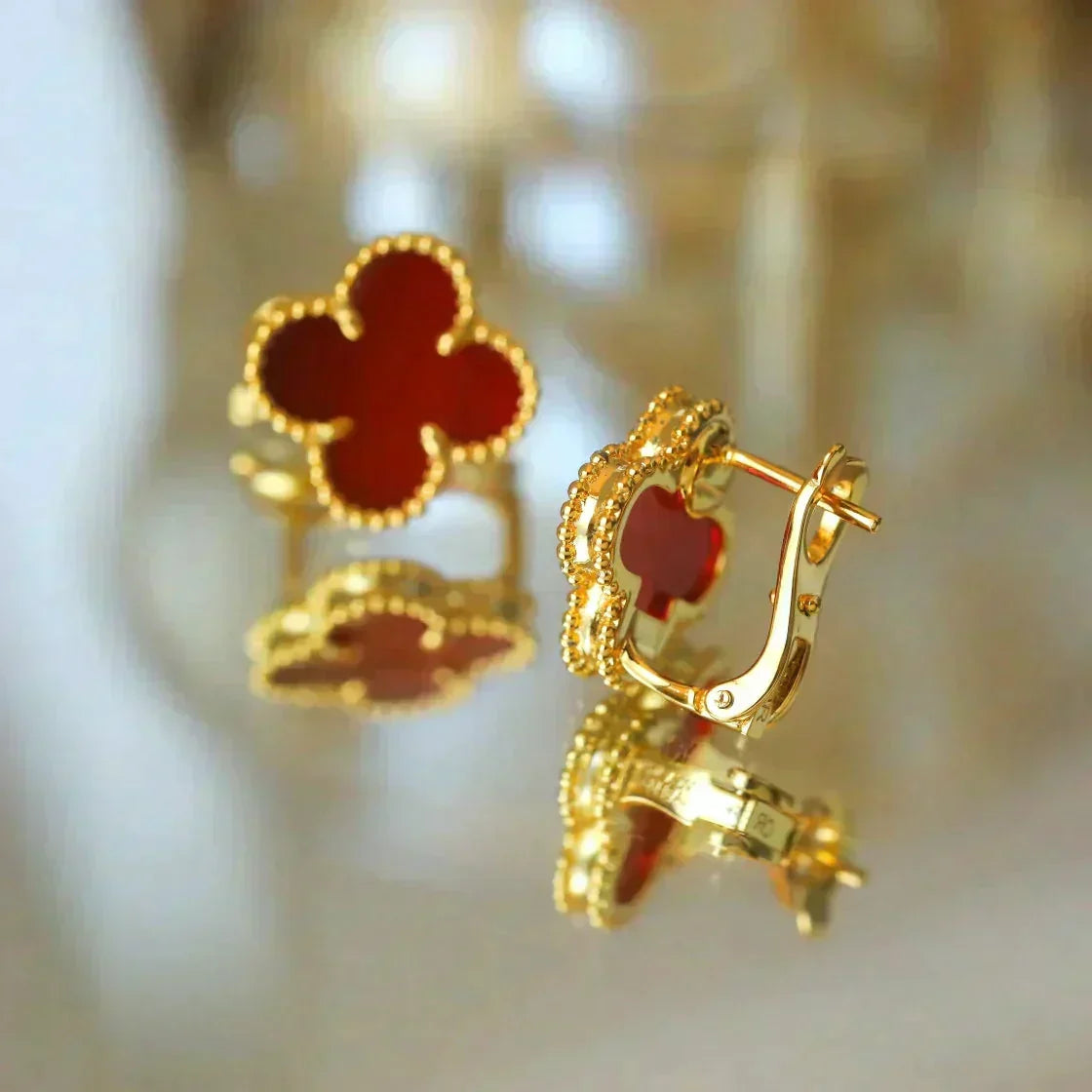 ¡®Lume Jewelry¡¯CLOVER MEDIUM 1 MOTIFS CARNELIAN EARRINGS