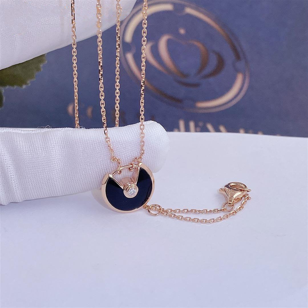 ¡®Lume Jewelry¡¯AMULETTE ROSE GOLD ONYX NECKLACE