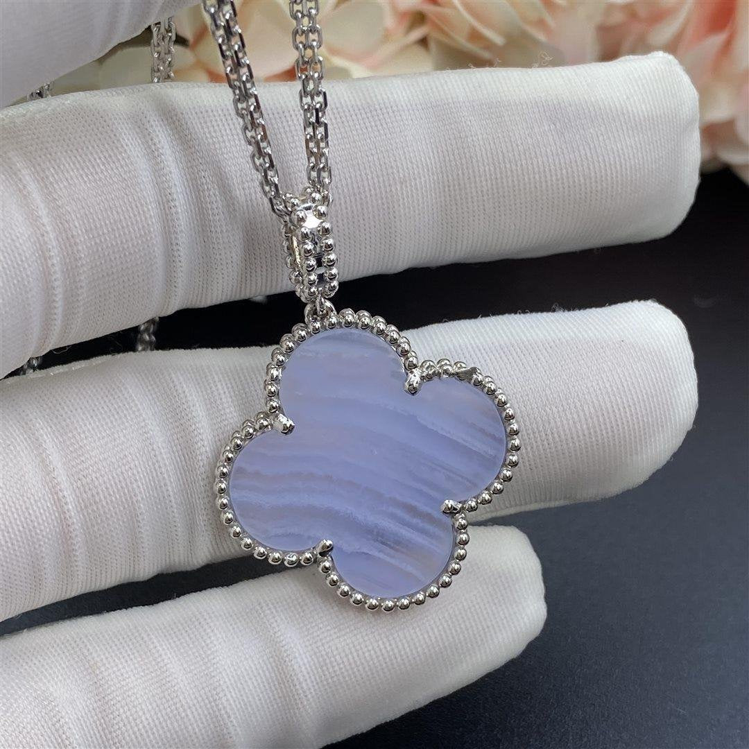 ¡®Lume Jewelry¡¯CLOVER SILVER CHALCEDONY BIG CLOVER NECKLACE