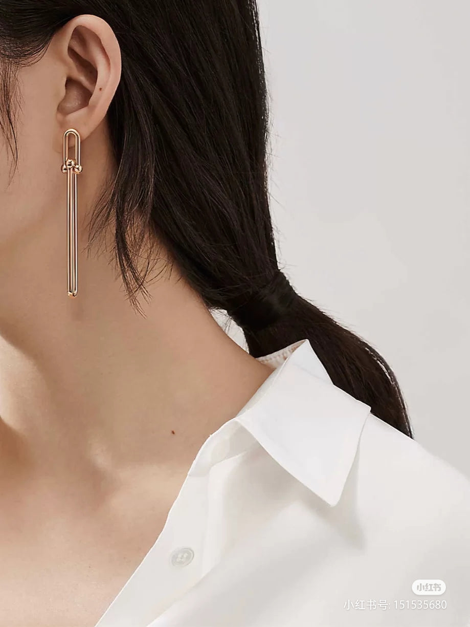 [Lume Jewelry]HARDWEAR DOUBLE LONG LINK EARRINGS