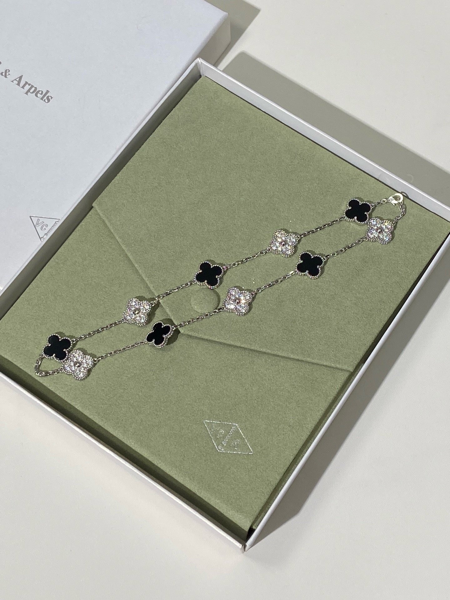 [Lume Jewelry] Four-Leaf Clover Ten Elements Panda Diamond Silver Necklace