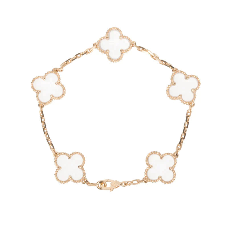 [Lume Jewelry]New CLOVER 5 MOTIF ROCK CRYSTAL BRACELET