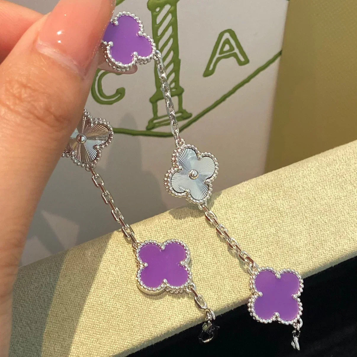 [Lume Jewelry]New  CLOVER 5 MOTIF VIOLET BRACELET COLLECTION