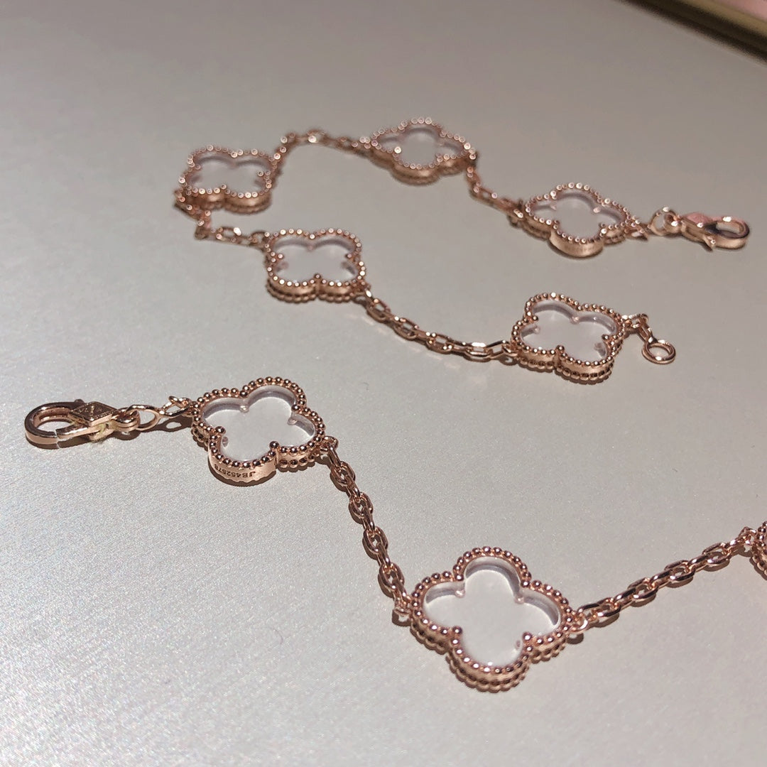 [Lume Jewelry]New CLOVER 5 MOTIF ROCK CRYSTAL BRACELET