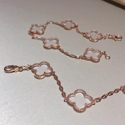 [Lume Jewelry]New CLOVER 5 MOTIF ROCK CRYSTAL BRACELET
