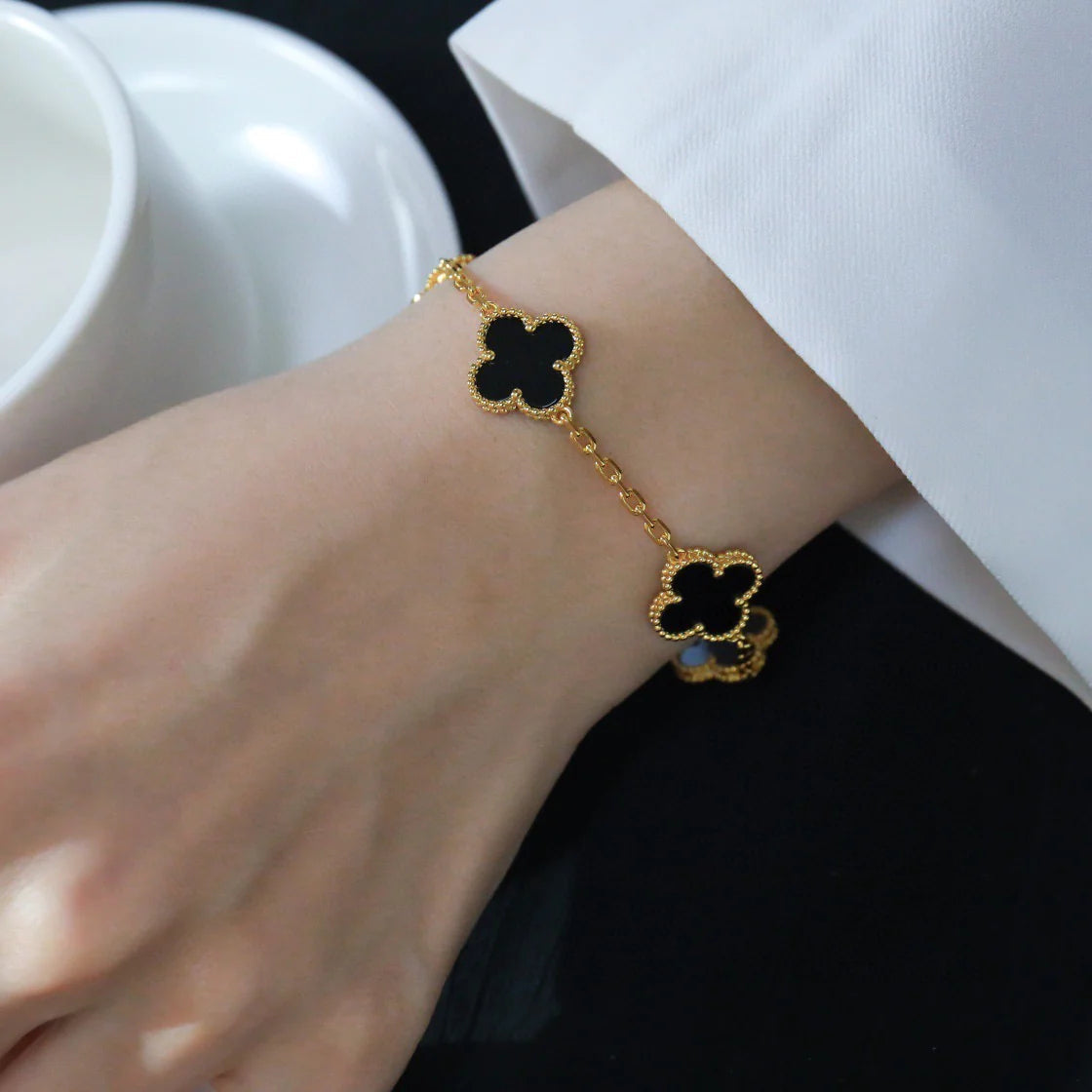 [Lume Jewelry]New CLOVER 5 MOTIF ONYXS BRACELET COLLECTION
