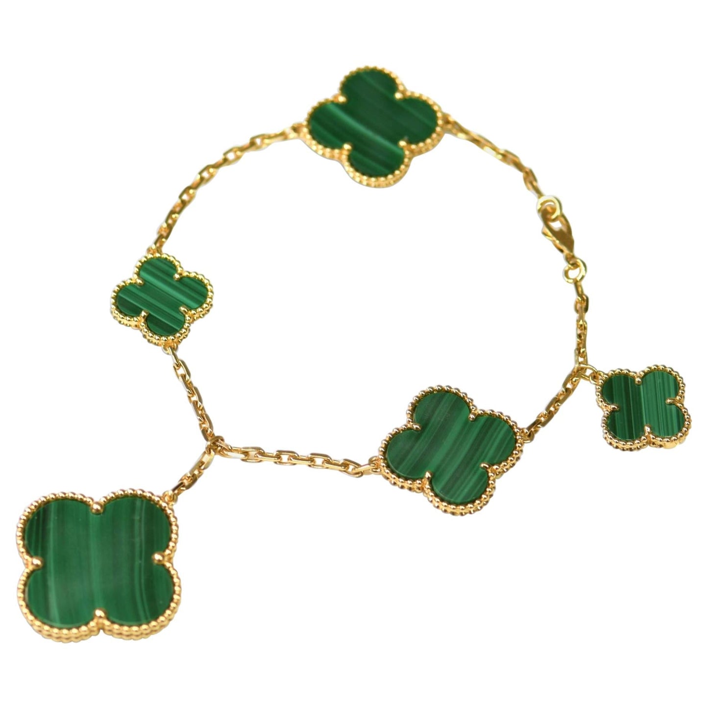 ¡®Lume Jewelry¡¯MAGIC CLOVER MALACHITE GOLD BRACELET 5 MOTIFS