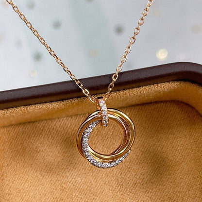 ¡®Lume Jewelry¡¯TRINITY NECKLACE SILVER GOLD PINK GOLD DIAMONDS