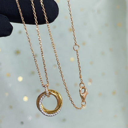 ¡®Lume Jewelry¡¯TRINITY NECKLACE SILVER GOLD PINK GOLD DIAMONDS