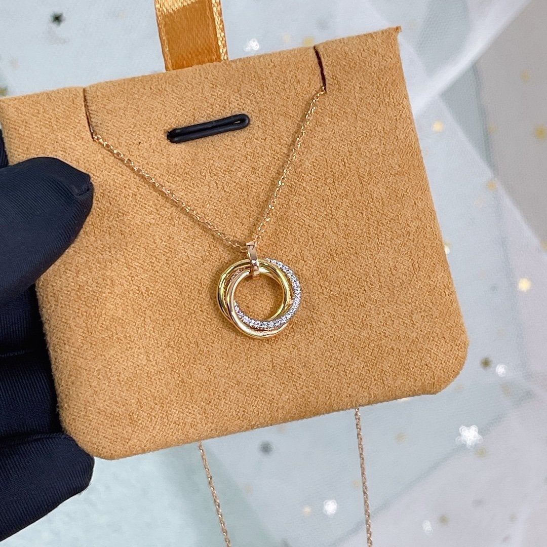 ¡®Lume Jewelry¡¯TRINITY NECKLACE SILVER GOLD PINK GOLD DIAMONDS