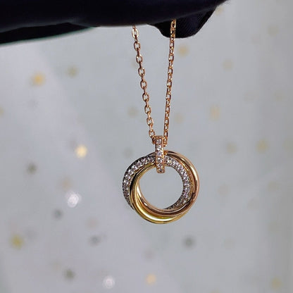 ¡®Lume Jewelry¡¯TRINITY NECKLACE SILVER GOLD PINK GOLD DIAMONDS