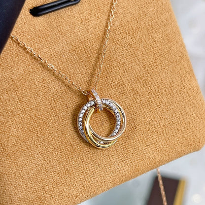 ¡®Lume Jewelry¡¯TRINITY NECKLACE SILVER GOLD PINK GOLD DIAMONDS