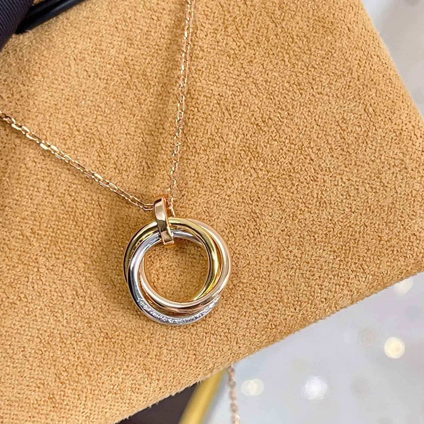 ¡®Lume Jewelry¡¯TRINITY NECKLACE SILVER GOLD PINK GOLD DIAMONDS