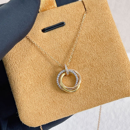 ¡®Lume Jewelry¡¯TRINITY NECKLACE SILVER GOLD PINK GOLD DIAMONDS