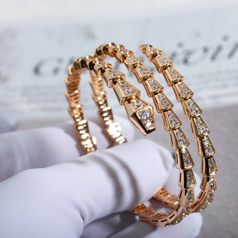 [Lume Jewelry]SERPENTI BRACELET PINK GOLD DIAMOND DOUBLE ROW