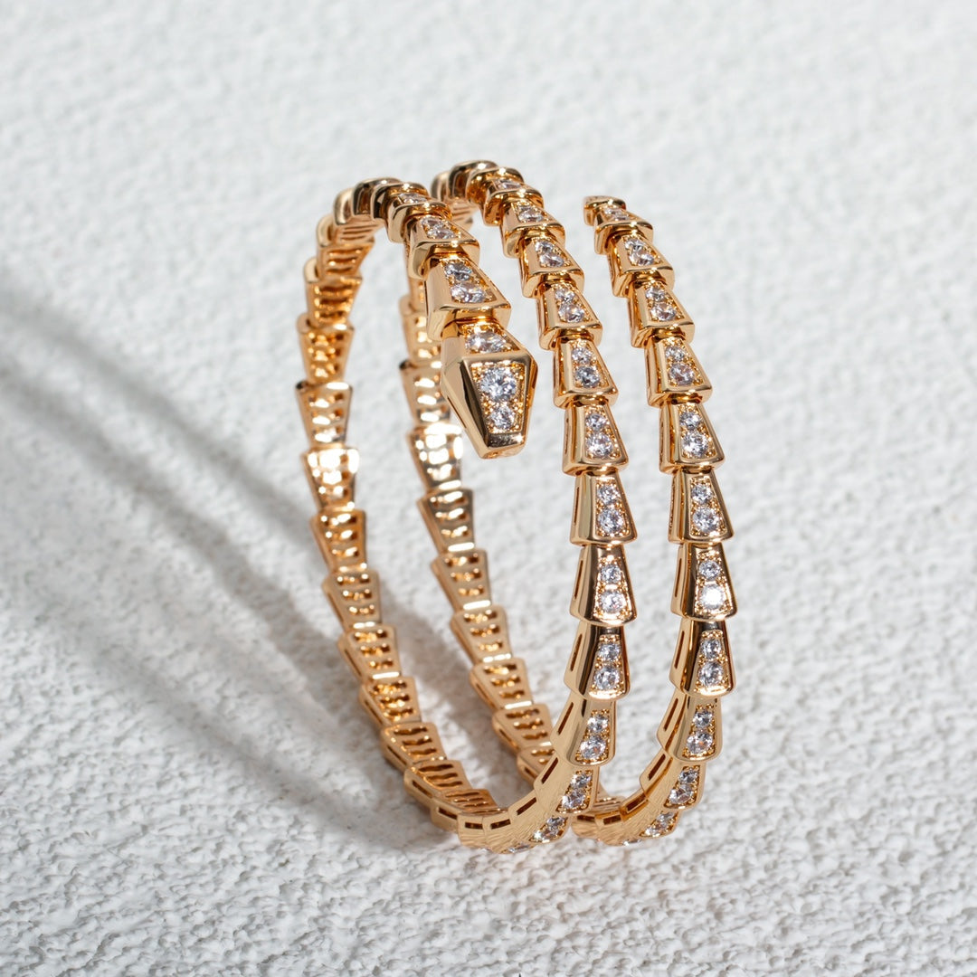 [Lume Jewelry]SERPENTI BRACELET PINK GOLD DIAMOND DOUBLE ROW