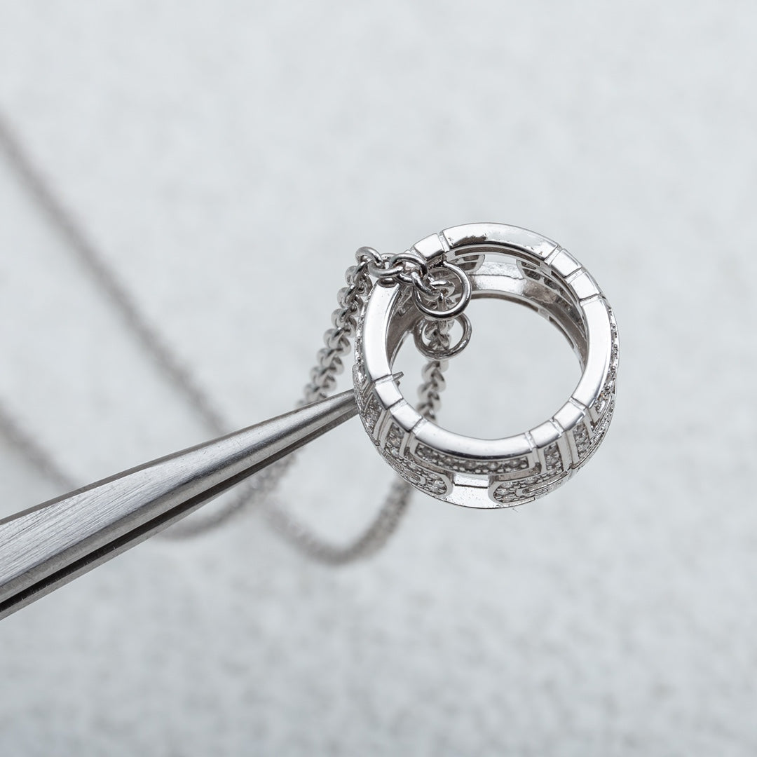 [Lume Jewelry]PARENTESI NECKLACE SILVER DIAMOND