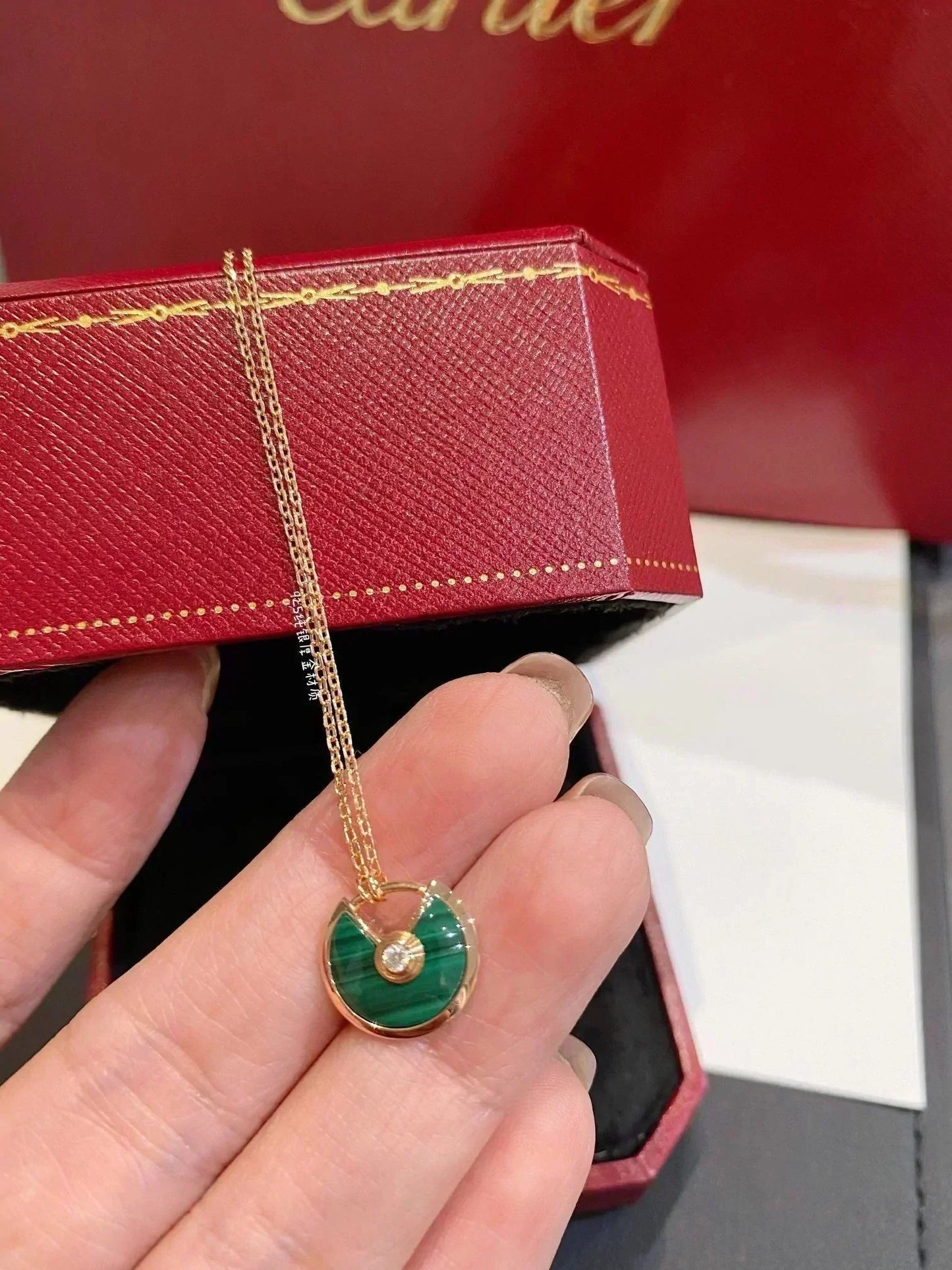 ¡®Lume Jewelry¡¯AMULETTE ROSE GOLD MALACHITE NECKLACE