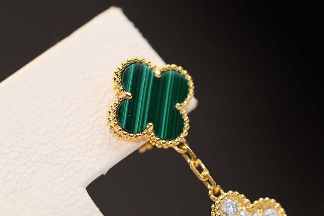 ¡®Lume Jewelry¡¯CLOVER EARRINGS GOLD MALACHITE DIAMOND 3 MOTIF