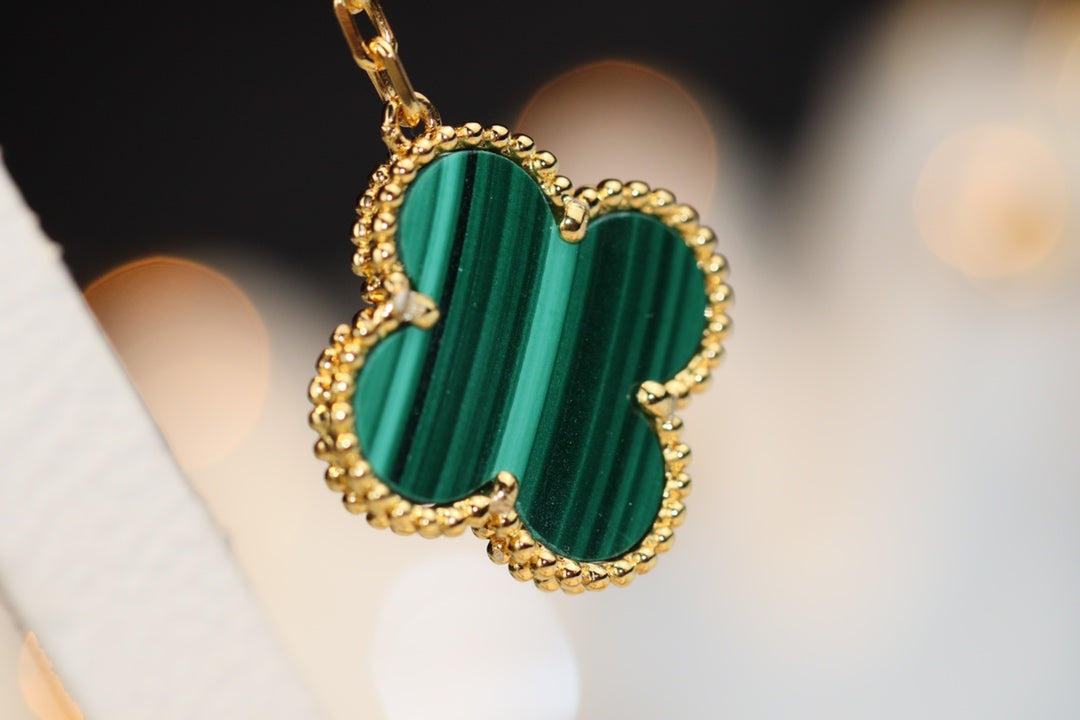 ¡®Lume Jewelry¡¯CLOVER EARRINGS GOLD MALACHITE DIAMOND 3 MOTIF