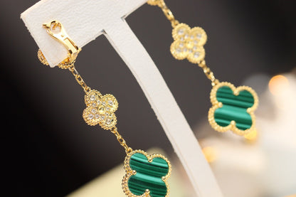 ¡®Lume Jewelry¡¯CLOVER EARRINGS GOLD MALACHITE DIAMOND 3 MOTIF