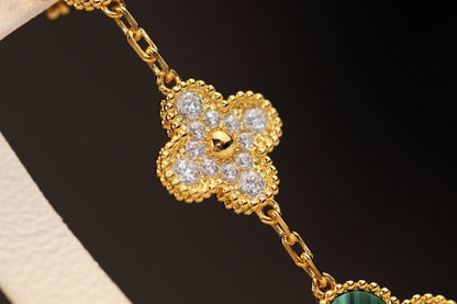 ¡®Lume Jewelry¡¯CLOVER EARRINGS GOLD MALACHITE DIAMOND 3 MOTIF