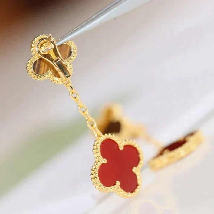 ¡®Lume Jewelry¡¯CLOVER  2 MOTIF  TIGER EYE CARNELIAN EARRINGS