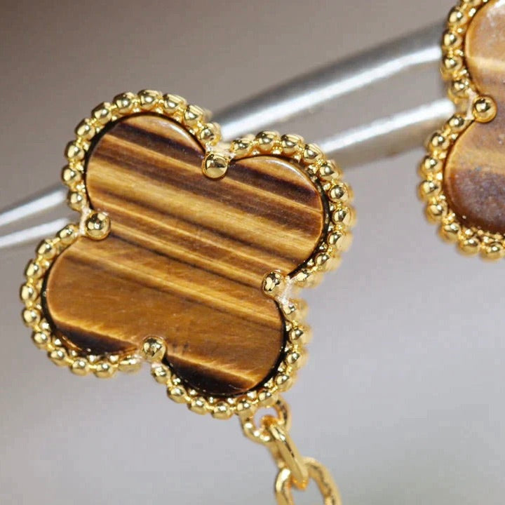 ¡®Lume Jewelry¡¯CLOVER  2 MOTIF  TIGER EYE CARNELIAN EARRINGS