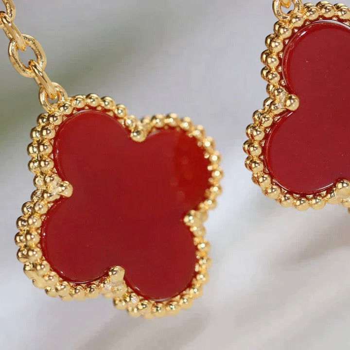 ¡®Lume Jewelry¡¯CLOVER  2 MOTIF  TIGER EYE CARNELIAN EARRINGS