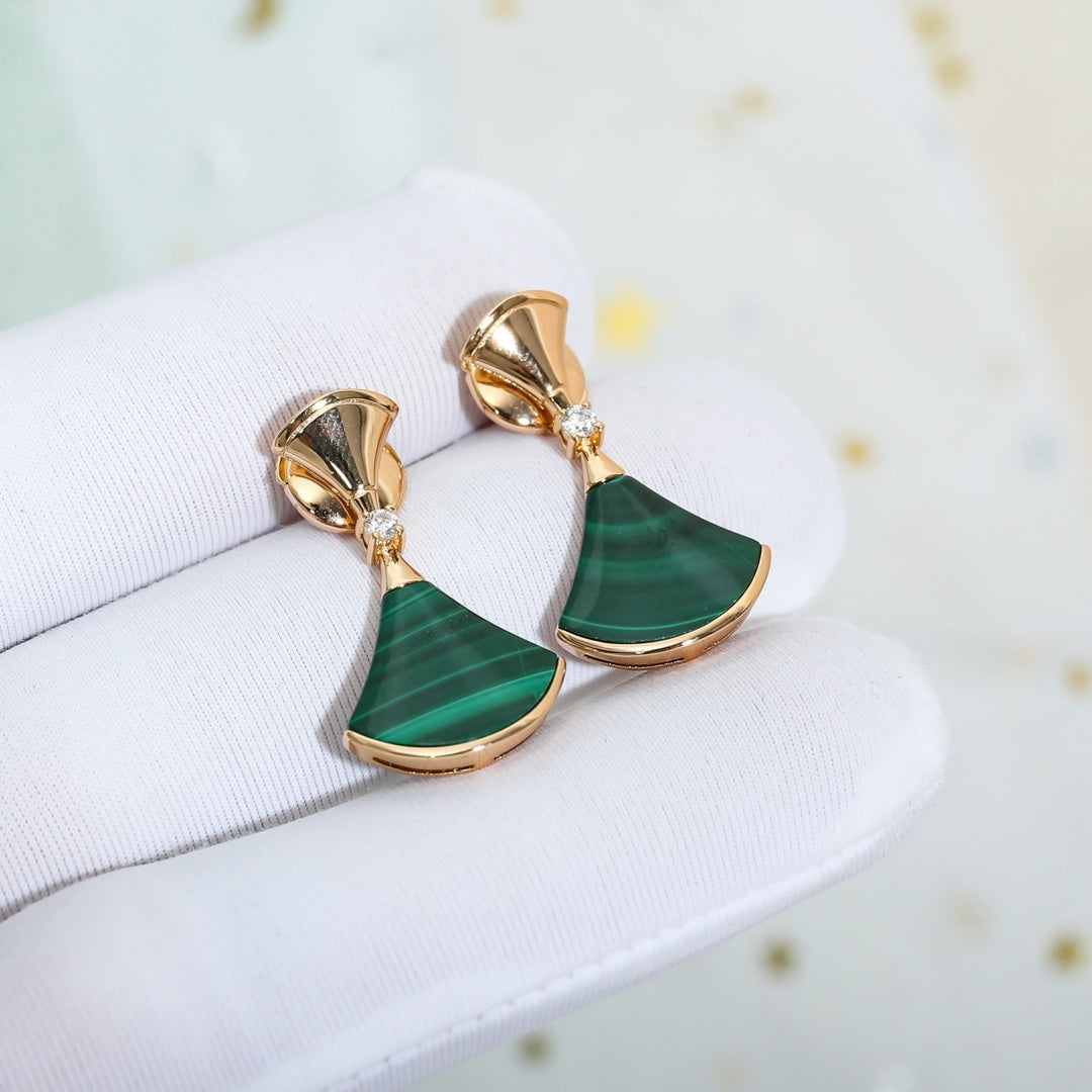 [Lume Jewelry]DREAM MALACHITE PINK GOLD EARRINGS