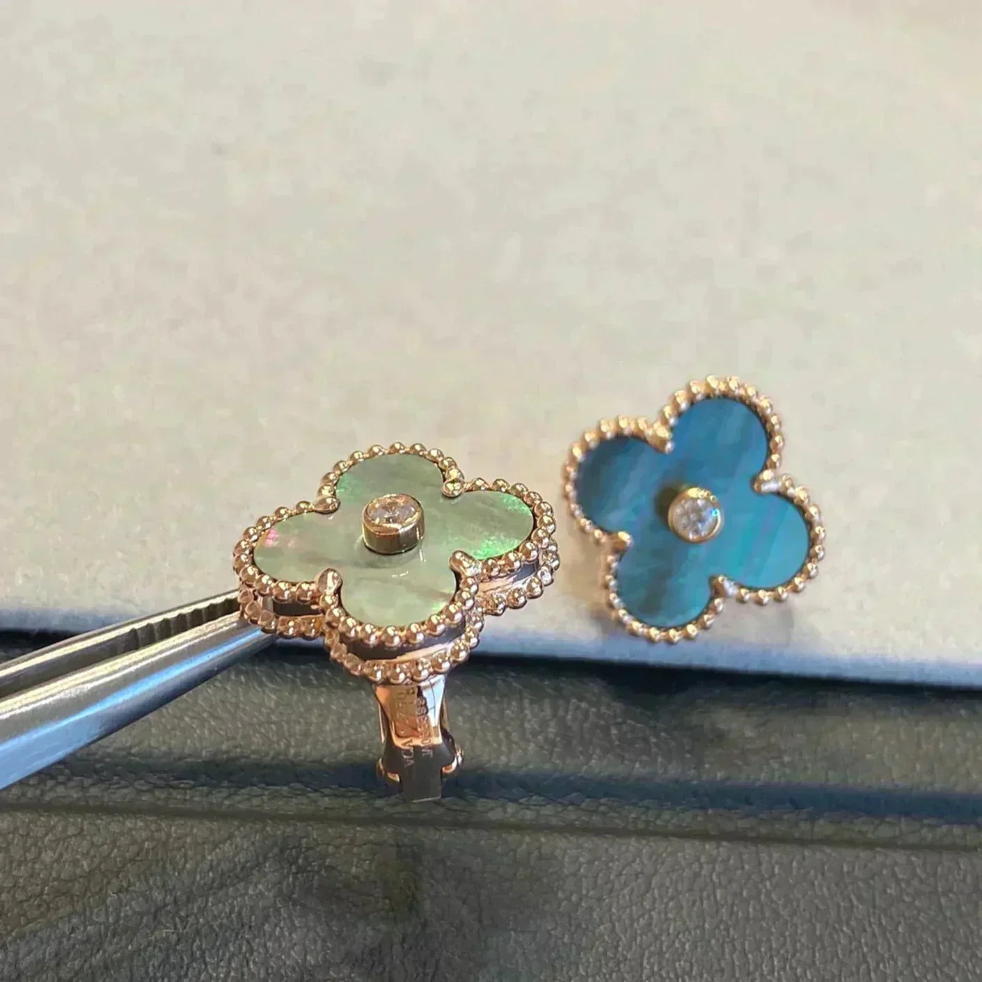 ¡®Lume Jewelry¡¯CLOVER MEDIUM 1 MOTIFS GRAY MOP  DIAMOND EARRINGS