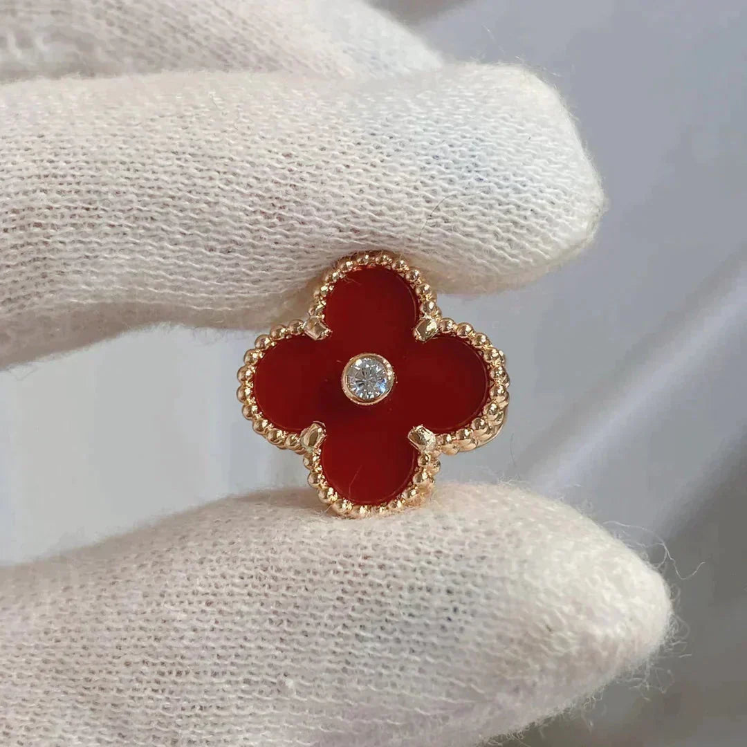¡®Lume Jewelry¡¯CLOVER MEDIUM 1 MOTIFS CARNELIAN  DIAMOND earrings