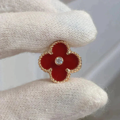 ¡®Lume Jewelry¡¯CLOVER MEDIUM 1 MOTIFS CARNELIAN  DIAMOND earrings