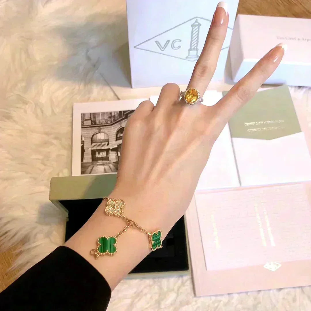 [Lume Jewelry]New  CLOVER 5 MOTIF MALACHITE BRACELET COLLECTION